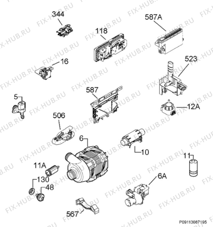 Взрыв-схема посудомоечной машины Electrolux ESL64030R - Схема узла Electrical equipment 268